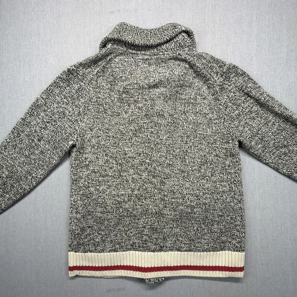 Roots Cabin Cardigan Knit Sweater Shawl Collar Mens L Canada Gray Oat
